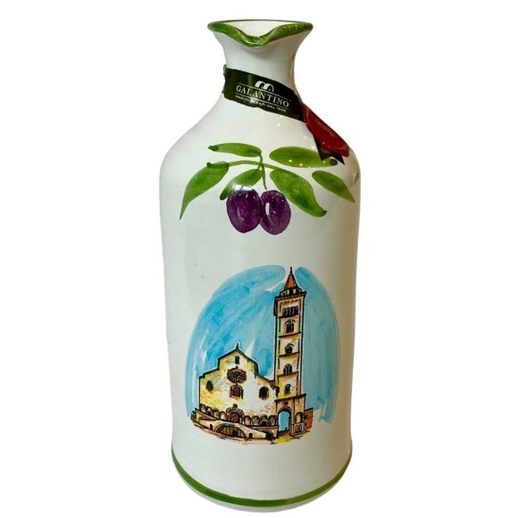 SET 2 VTG Galantino Extra Virgin Olive Oil Jug RARE TRANI CATHEDRAL + Olio-Empty - Picture 3 of 16